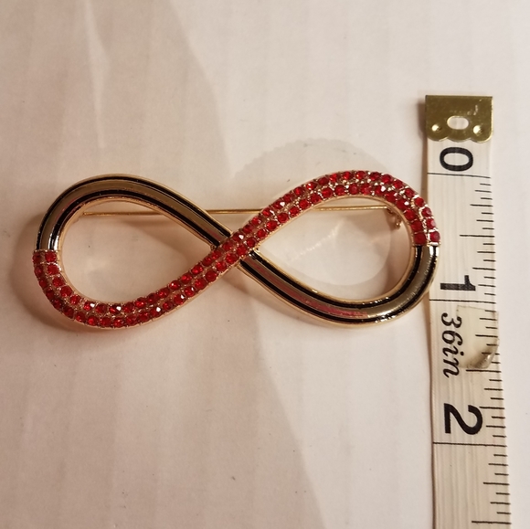 Red rhinestone Infinity brooch j39 - Picture 5 of 5